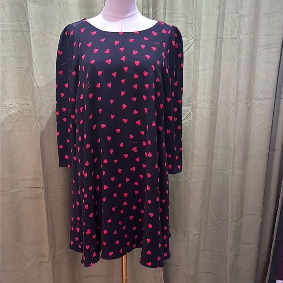 Claudie Pierlot 100% silk Heart Pattern Black Dress, S - Picture 1 of 9